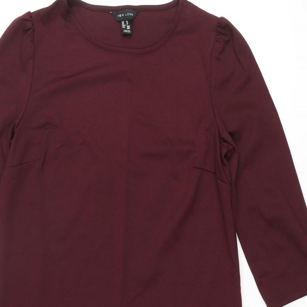 New Look Womens Red Polyester Shift Size 10 Round Neck Pullover