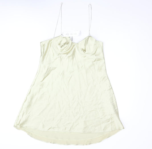 Zara Womens Gold Polyester A-Line Size XL Sweetheart Zip - Rhinestone Strap