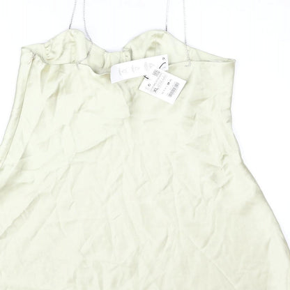 Zara Womens Gold Polyester A-Line Size XL Sweetheart Zip - Rhinestone Strap