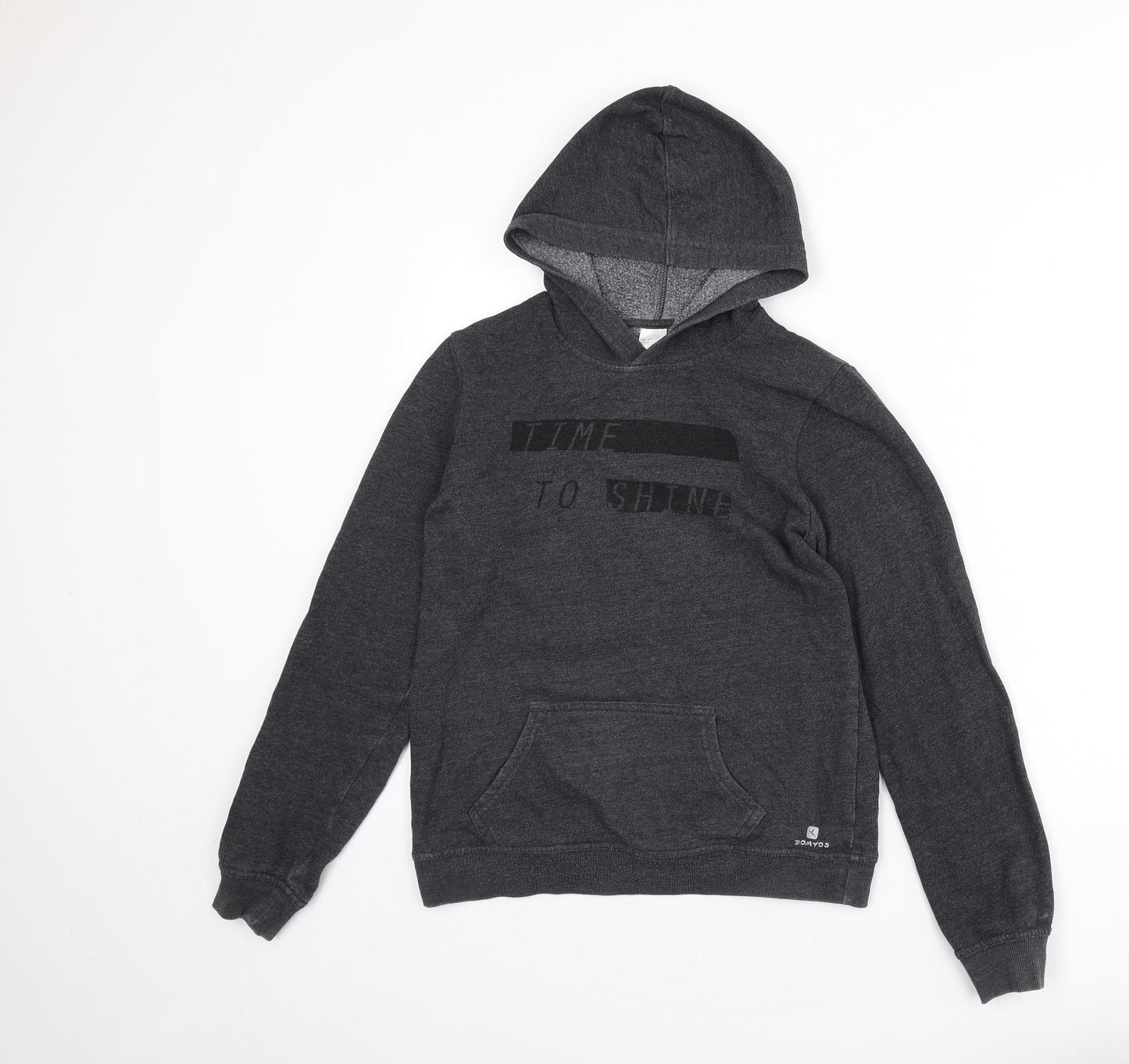 DECATHLON Womens Grey Cotton Pullover Hoodie Size XS Pullover - Time To Shine