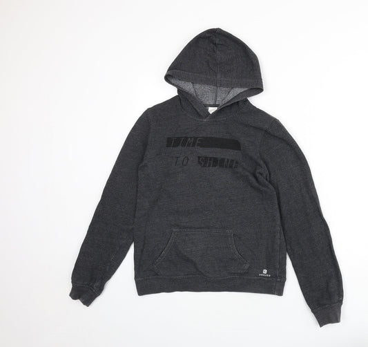 DECATHLON Womens Grey Cotton Pullover Hoodie Size XS Pullover - Time To Shine