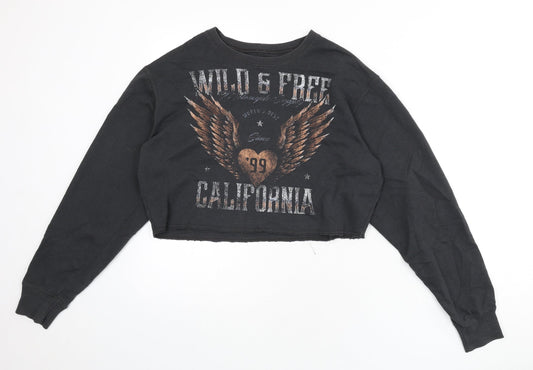 Hollister Womens Grey Cotton Pullover Sweatshirt Size XS Pullover - Wild and Free, Cropped