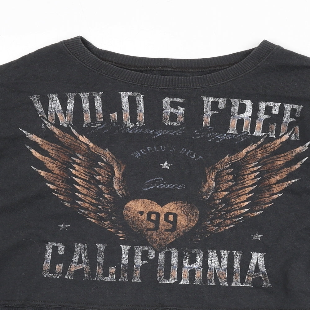 Hollister Womens Grey Cotton Pullover Sweatshirt Size XS Pullover - Wild and Free, Cropped