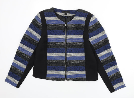 H&M Womens Multicoloured Striped Jacket Size 16 Zip