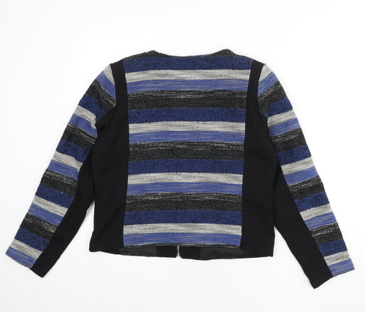 H&M Womens Multicoloured Striped Jacket Size 16 Zip