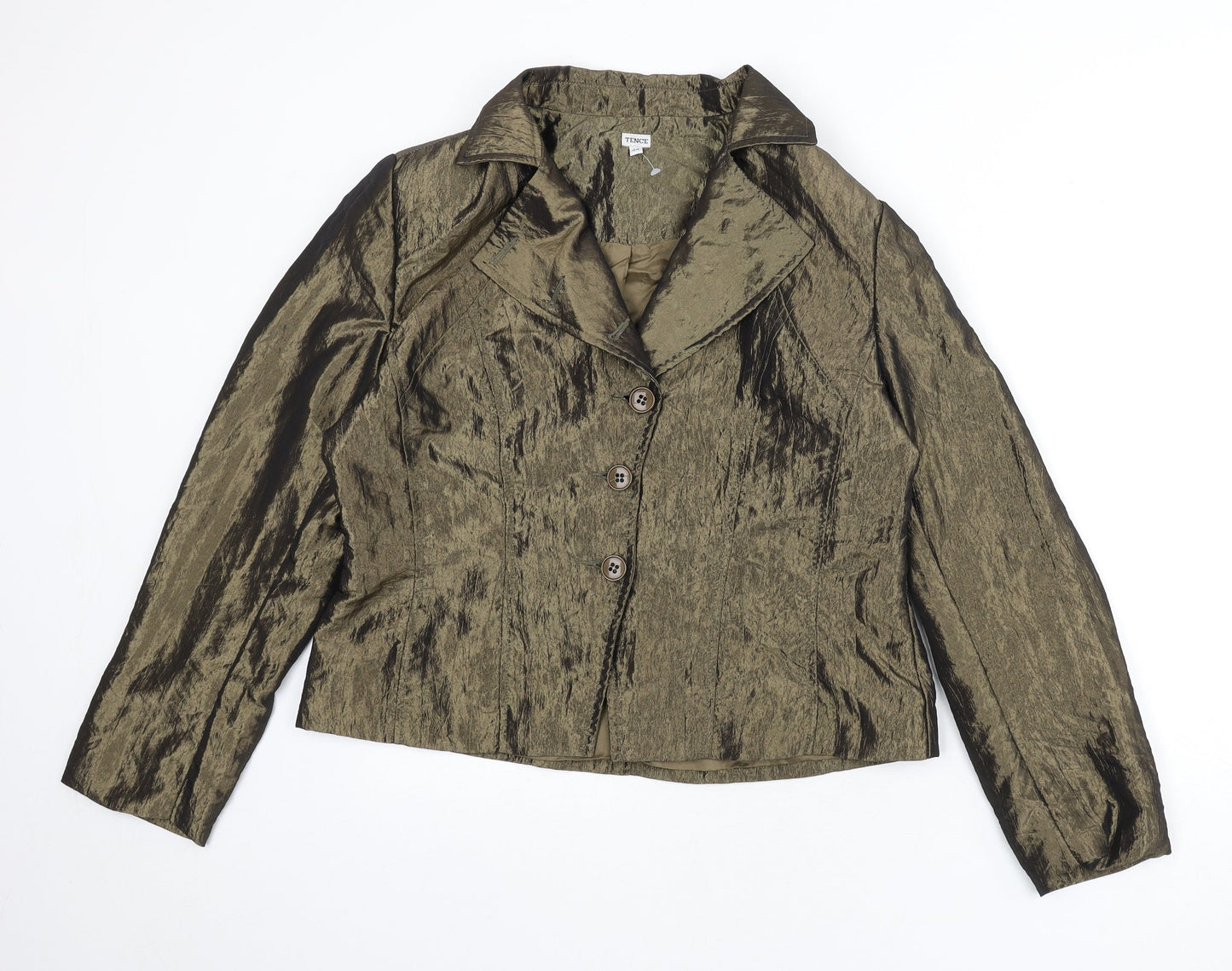 Tence Womens Brown Jacket Blazer Size 16 Button