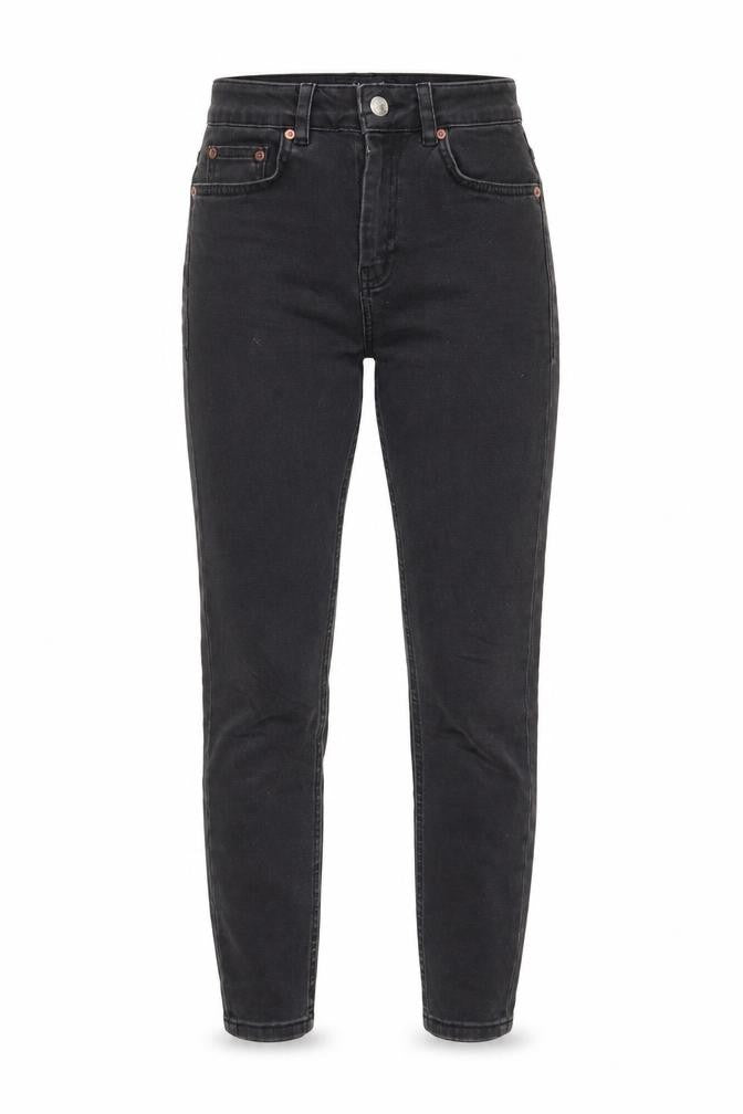 Front view of ASOS women’s grey cotton skinny jeans, size UK 25, in, 28-inch leg regular zip - pockets