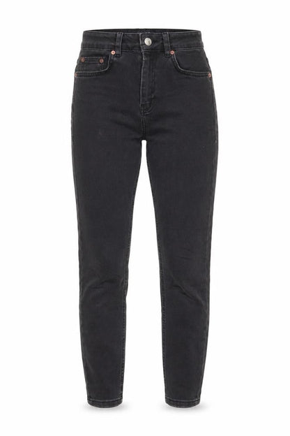 Front view of ASOS women’s grey cotton skinny jeans, size UK 25, in, 28-inch leg regular zip - pockets