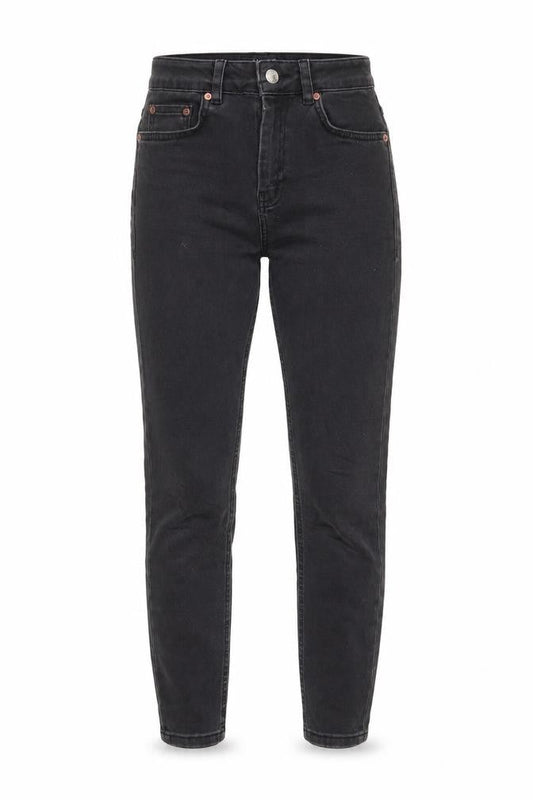 Front view of ASOS women’s grey cotton skinny jeans, size UK 25, in, 28-inch leg regular zip - pockets