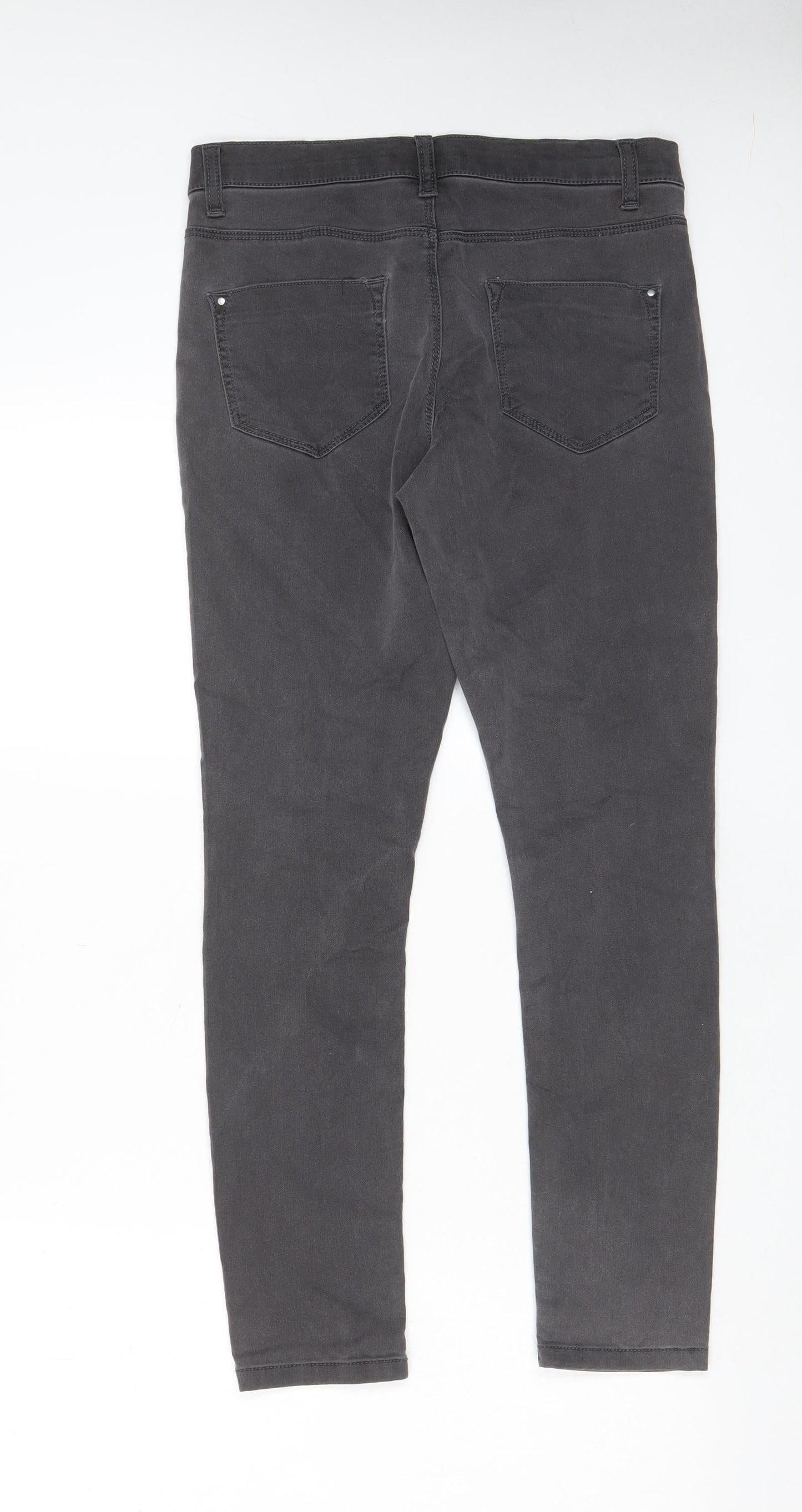 Dorothy Perkins Womens Grey Cotton Skinny Jeans Size 12 L27 in Regular Zip - Pockets