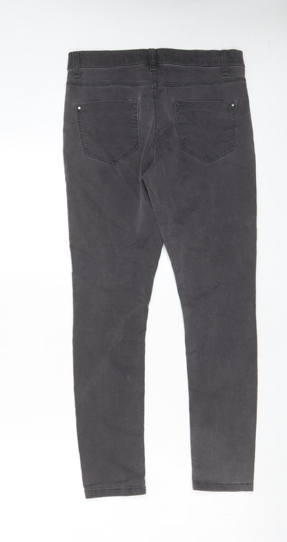 Dorothy Perkins Womens Grey Cotton Skinny Jeans Size 12 L27 in Regular Zip - Pockets