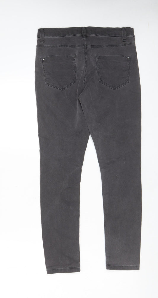 Dorothy Perkins Womens Grey Cotton Skinny Jeans Size 12 L27 in Regular Zip - Pockets