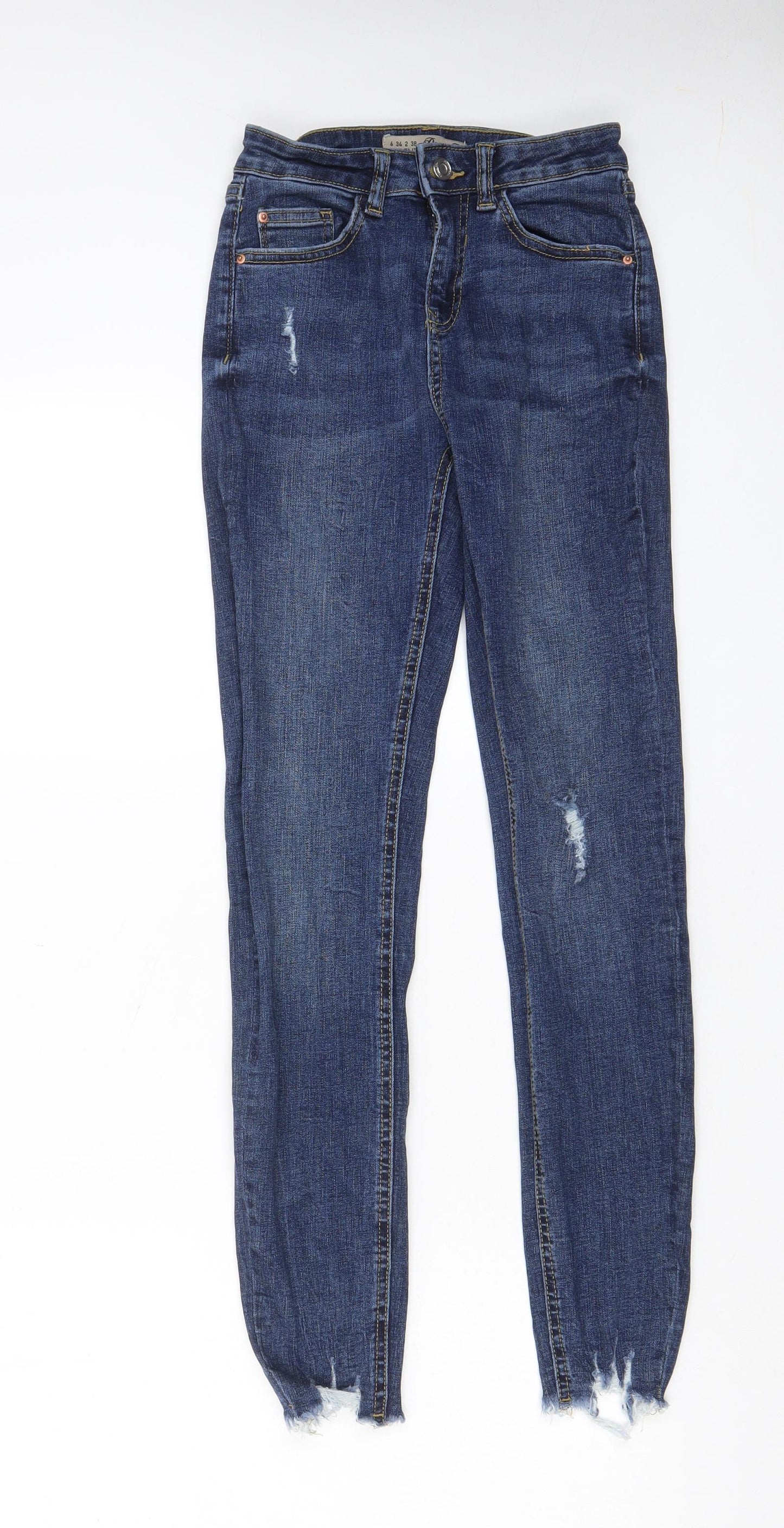 Denim & Co. Womens Blue Cotton Skinny Jeans Size 6 L27 in Regular Zip - Pockets