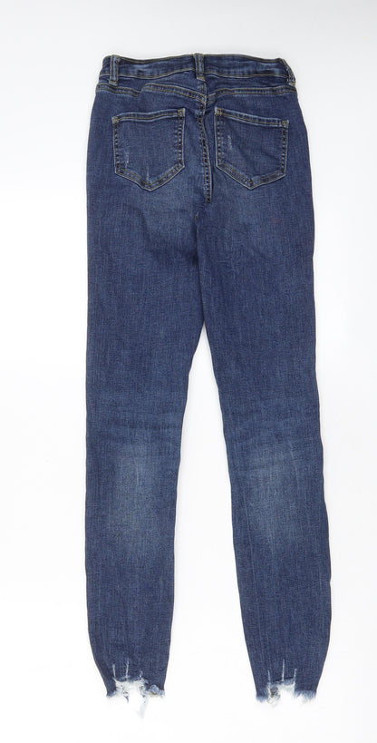 Denim & Co. Womens Blue Cotton Skinny Jeans Size 6 L27 in Regular Zip - Pockets