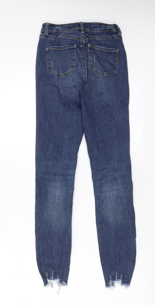 Denim & Co. Womens Blue Cotton Skinny Jeans Size 6 L27 in Regular Zip - Pockets