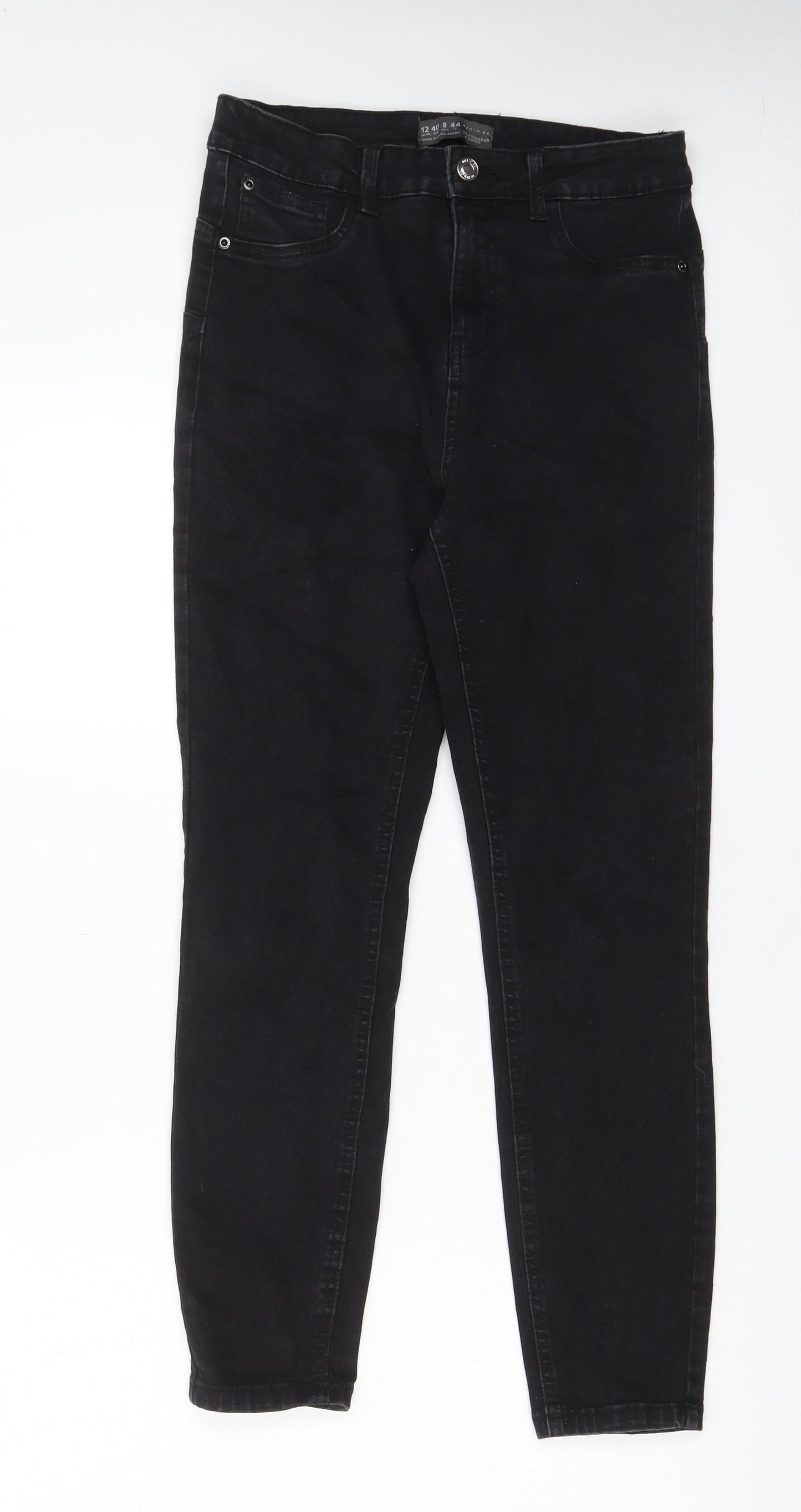 Denim & Co. Womens Black Cotton Skinny Jeans Size 12 L27 in Regular Zip - Pockets