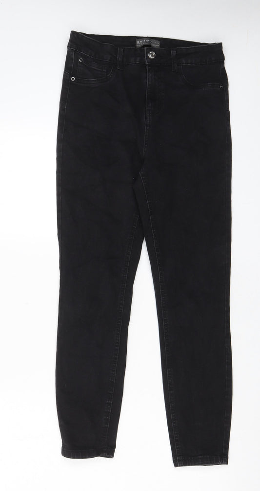Denim & Co. Womens Black Cotton Skinny Jeans Size 12 L27 in Regular Zip - Pockets