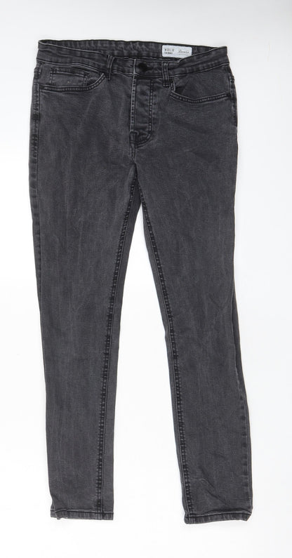 Denim & Co. Mens Grey Cotton Skinny Jeans Size 30 in L30 in Regular Button - Pockets