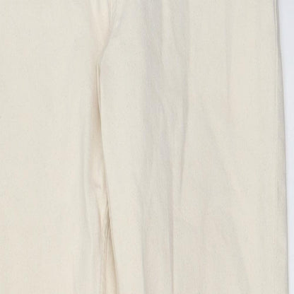Mango Womens Beige Cotton Mom Jeans Size 8 L27 in Regular Zip - Pockets