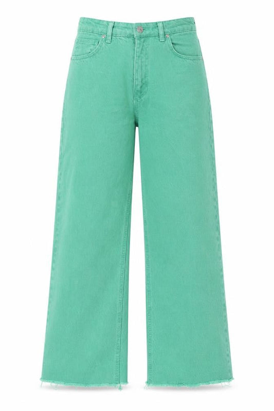 Womens UK Size 8 Zara Regular Fit Wide-Leg Green Jeans