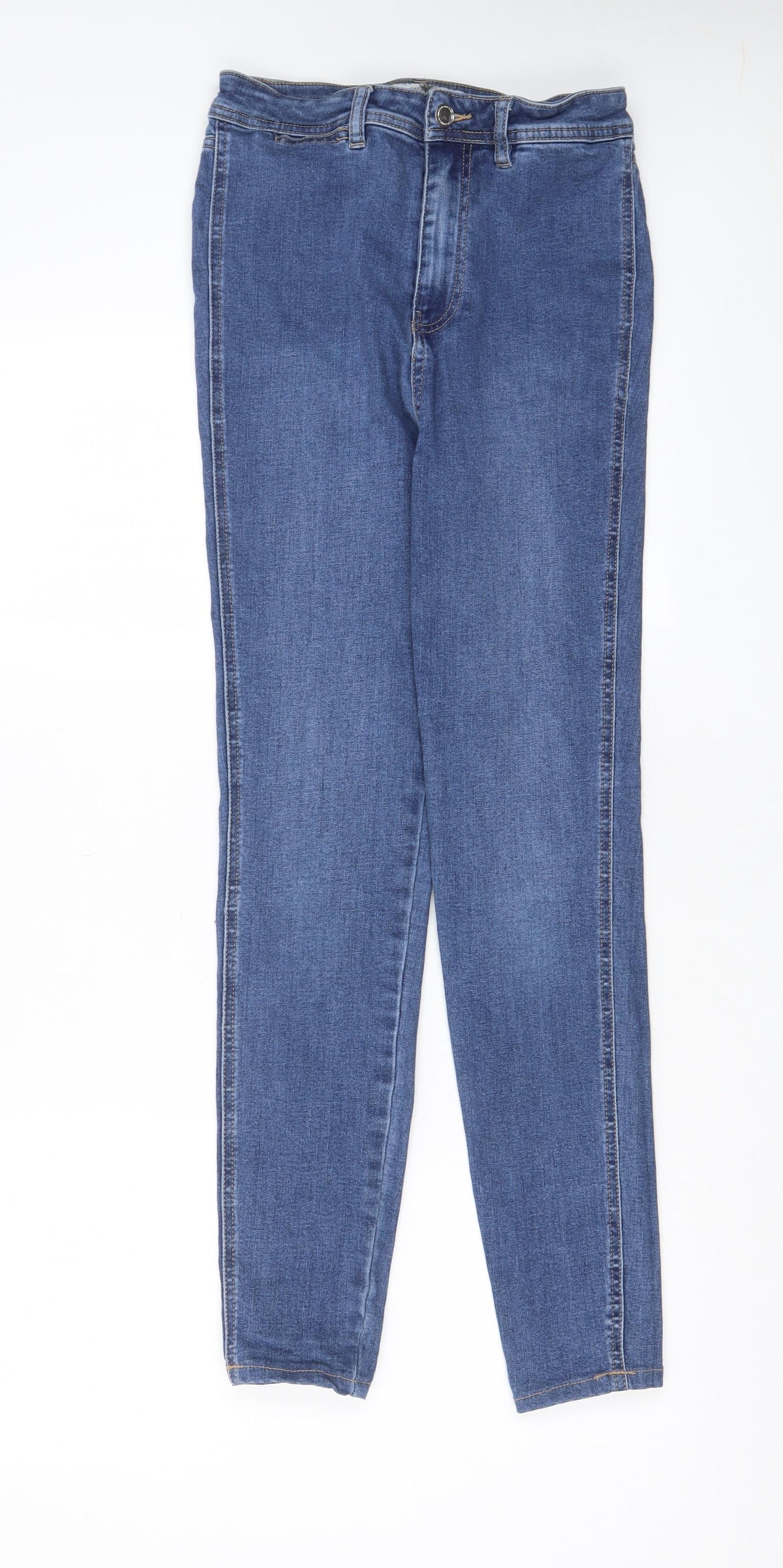 NEXT Womens Blue Cotton Skinny Jeans Size 10 L28 in Regular Zip - Pockets