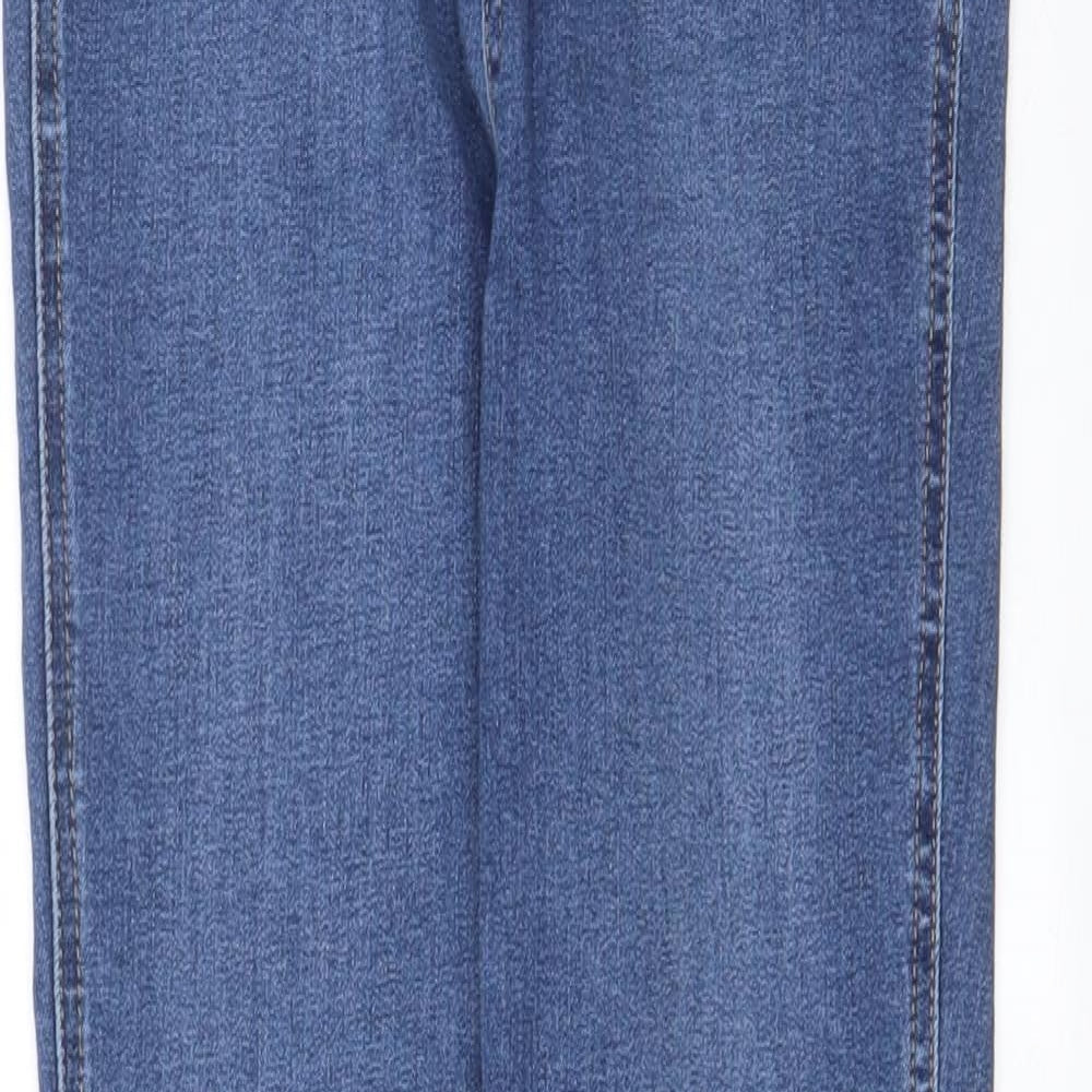 NEXT Womens Blue Cotton Skinny Jeans Size 10 L28 in Regular Zip - Pockets