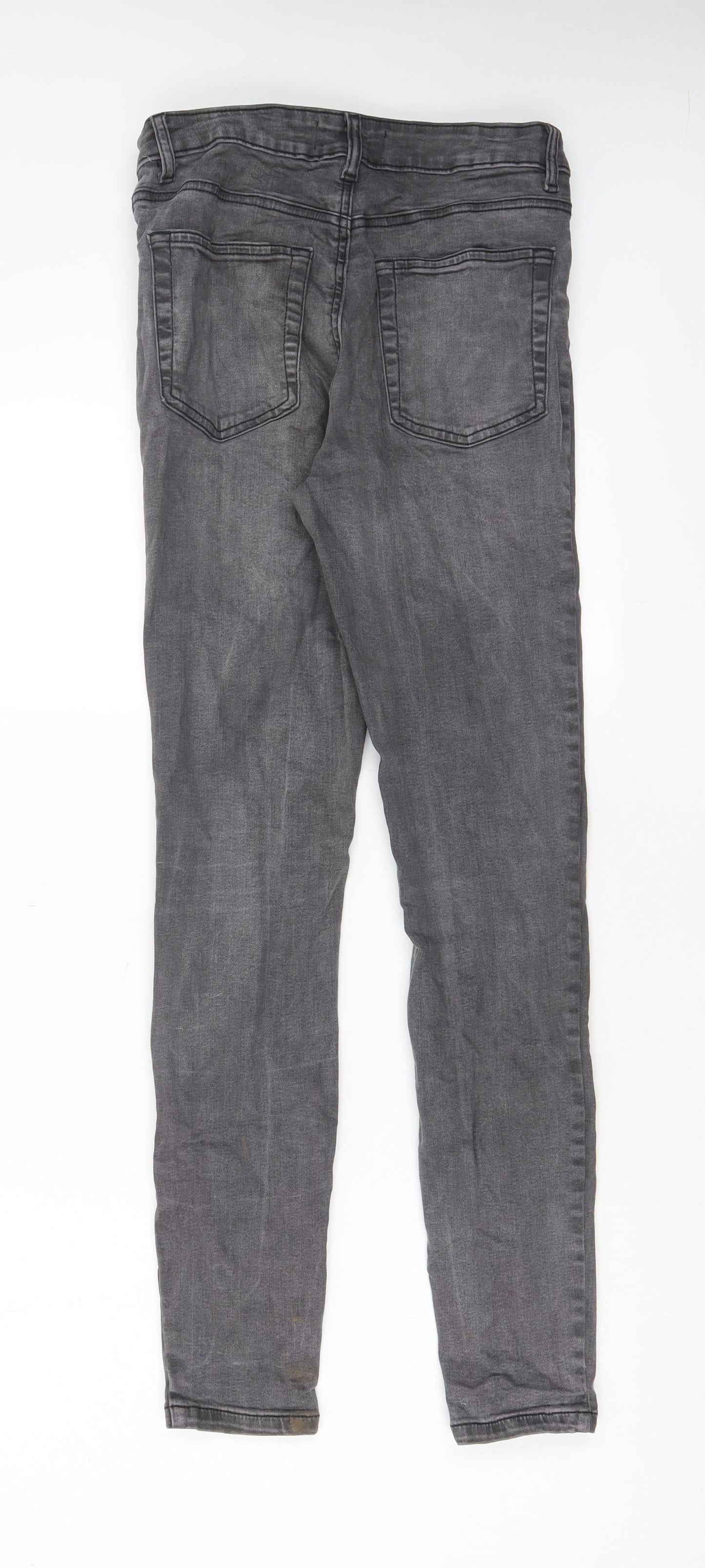 Denim & Co. Womens Grey Cotton Skinny Jeans Size 12 L29 in Regular Zip - Pockets