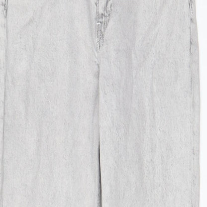 H&M Girls Grey Cotton Straight Jeans Size 10-11 Years L25 in Regular Zip - Pockets, Adjustable waist