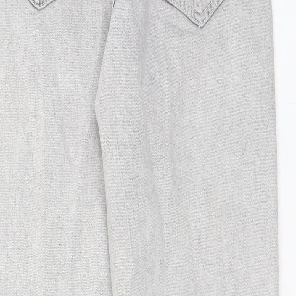 H&M Girls Grey Cotton Straight Jeans Size 10-11 Years L25 in Regular Zip - Pockets, Adjustable waist