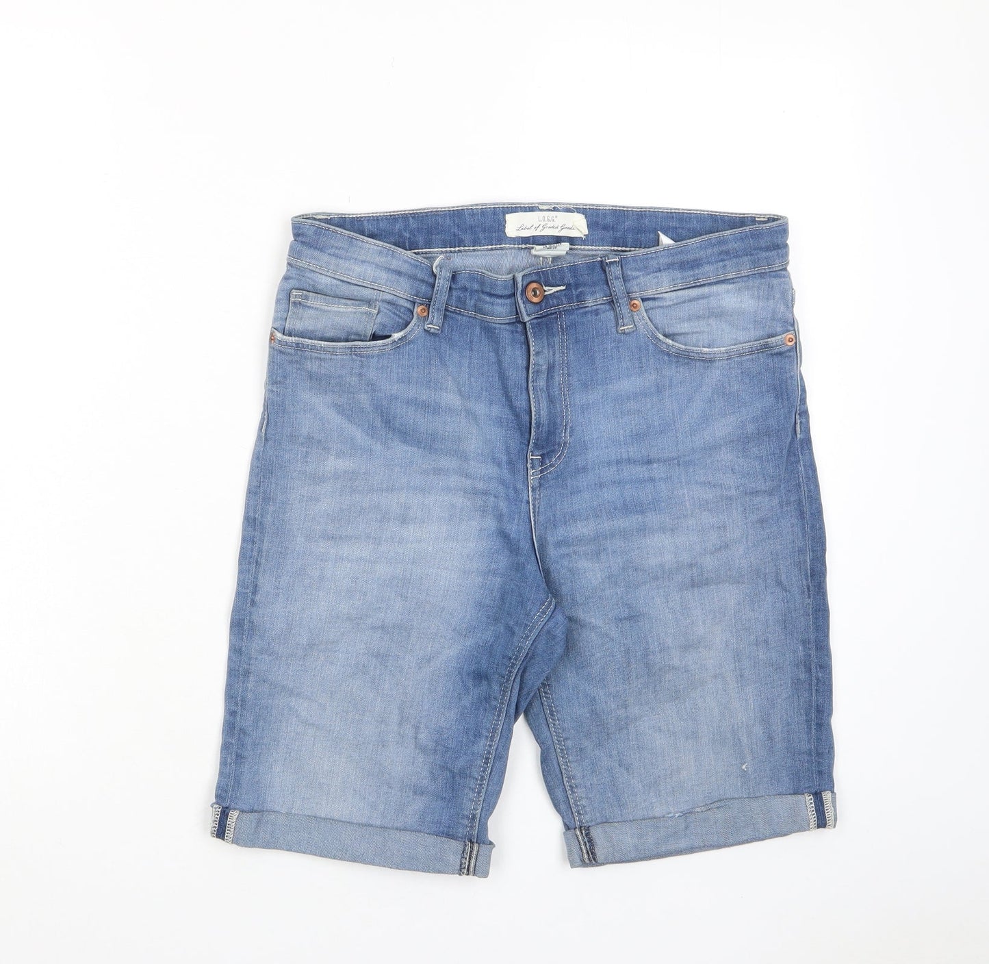 H&M Mens Blue Cotton Bermuda Shorts Size 28 in L9 in Regular Zip - Pockets