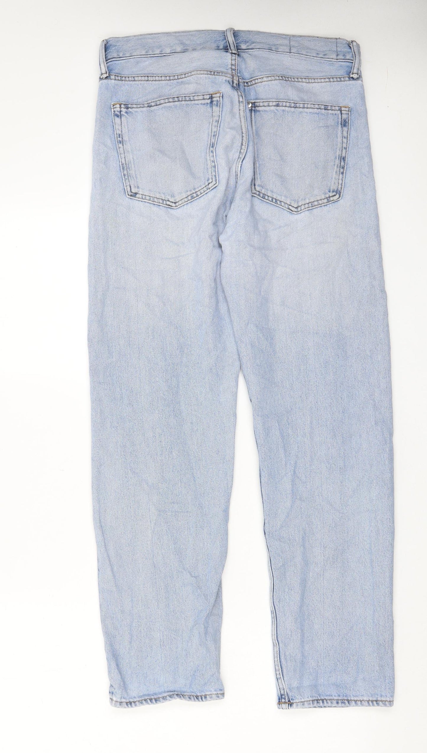 H&M Mens Blue Cotton Straight Jeans Size 30 in L30 in Relaxed Button - Pockets