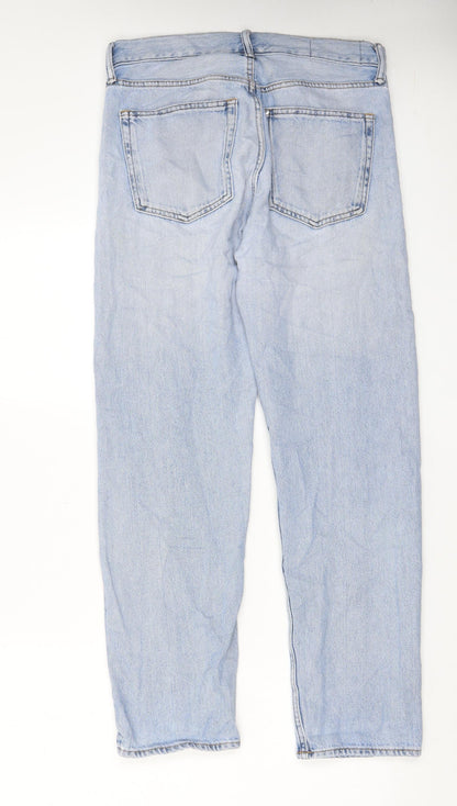 H&M Mens Blue Cotton Straight Jeans Size 30 in L30 in Relaxed Button - Pockets