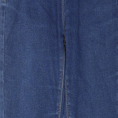 Denim & Co. Girls Blue Cotton Skinny Jeans Size 9-10 Years L23 in Regular Zip - Pockets, Adjustable waist