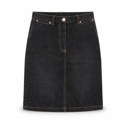 Look Womens Blue Cotton A-Line Skirt Size 8 Zip - Pockets