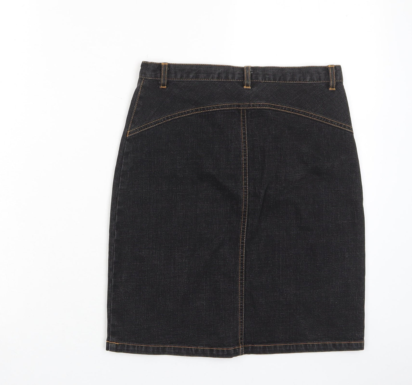 Look Womens Blue Cotton A-Line Skirt Size 8 Zip - Pockets