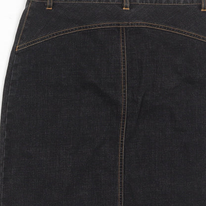 Look Womens Blue Cotton A-Line Skirt Size 8 Zip - Pockets