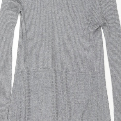 Marks and Spencer Womens Grey V-Neck Polyamide Cardigan Jumper Size 10
