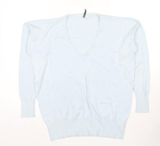 Capsule Womens Blue V-Neck Viscose Pullover Jumper Size 12