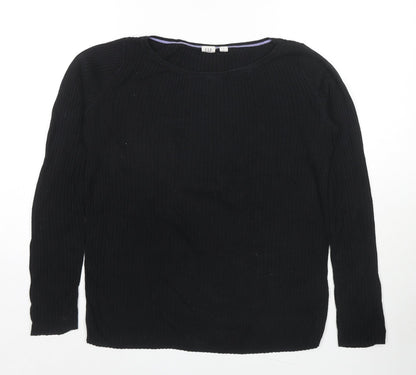 Gap Womens Black Round Neck Cotton Pullover Jumper Size S
