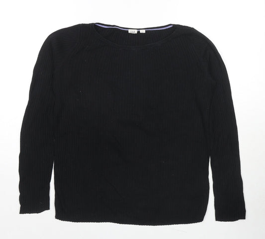 Gap Womens Black Round Neck Cotton Pullover Jumper Size S
