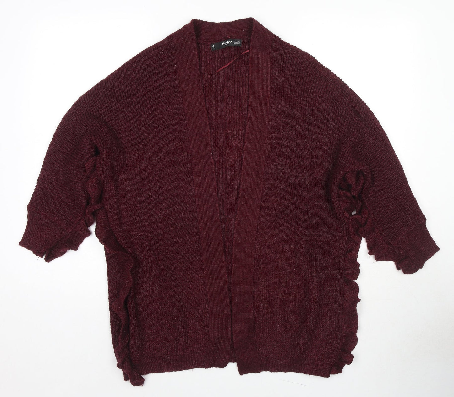 Mango Womens Red V-Neck Acrylic Cardigan Jumper Size XS