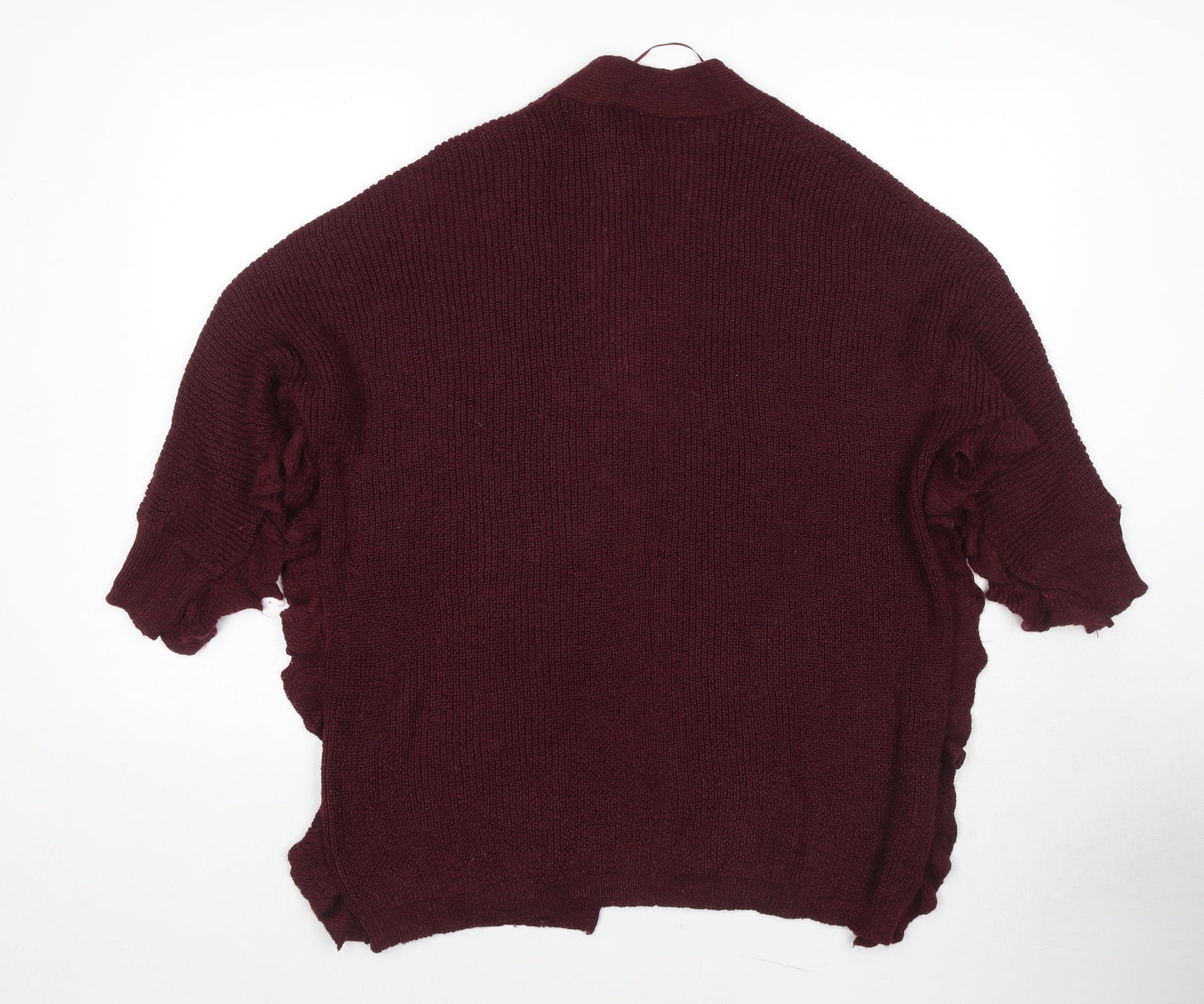Mango Womens Red V-Neck Acrylic Cardigan Jumper Size XS