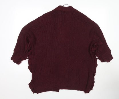 Mango Womens Red V-Neck Acrylic Cardigan Jumper Size XS