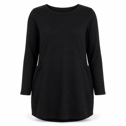 Kidsform Womens Black Polyester Jumper Dress Size M Round Neck Pullover - Pockets