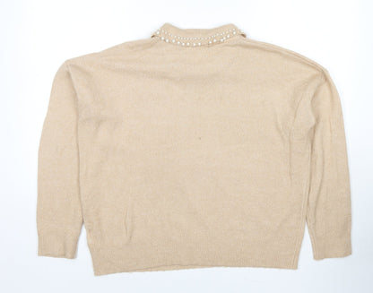 Womens UK Size L Brave Soul Beige Pullover Jumper