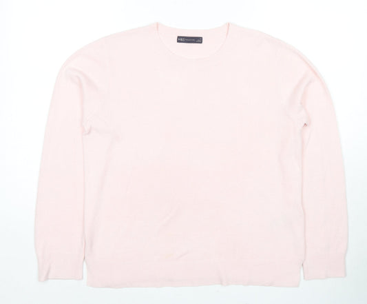 Marks and Spencer Womens Pink Round Neck Acrylic Pullover Jumper Size 14