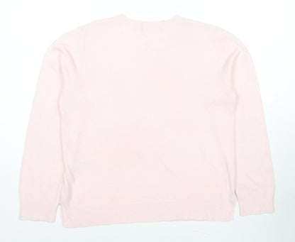 Marks and Spencer Womens Pink Round Neck Acrylic Pullover Jumper Size 14