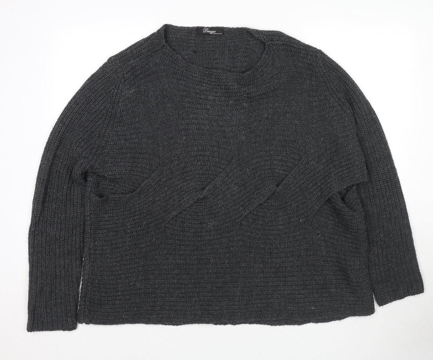 Pemizzi Womens Grey Boat Neck Acrylic Pullover Jumper Size 12