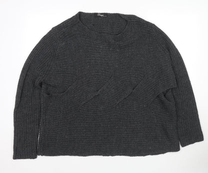 Pemizzi Womens Grey Boat Neck Acrylic Pullover Jumper Size 12