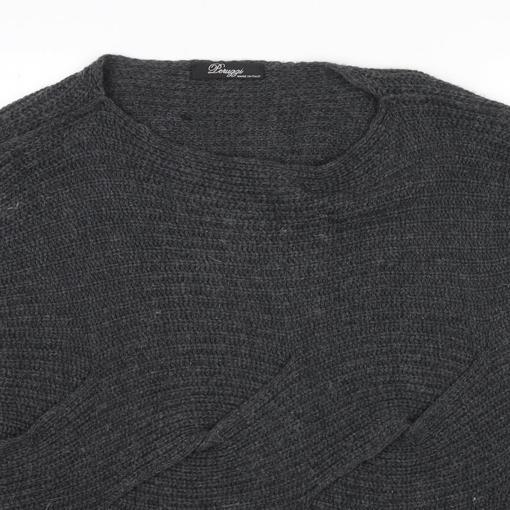Pemizzi Womens Grey Boat Neck Acrylic Pullover Jumper Size 12